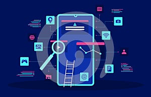 Smartphone Mobile App Development Process Flat Design Illustration