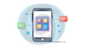 Smartphone with Mobile App Interface Icon, vector design Generative AI