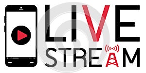 Smartphone mobile broadcast live stream logo vector