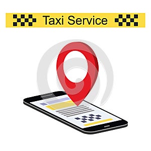 Smartphone and mobile taxi service. Online booking