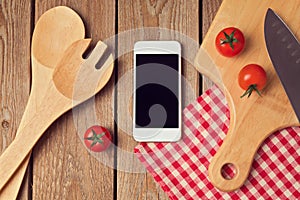 Smartphone mock up template for cooking apps display.