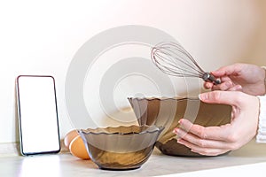 Smartphone mock up template for cooking apps display. prescription cooking from your phone