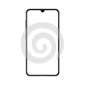 Smartphone mockup with blank white screen. Realistic vector trendy frameless smart phone, cellphone isolated.