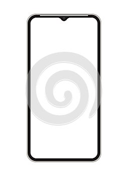 Smartphone mockup frameless blank screen frameless design. Mobile phone icon on white background vector illustration.