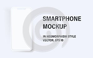 Smartphone mockup in neomorphism style. Vector 3d modern