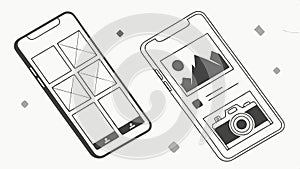 Smartphone mockup with UI design, app development and interface vector design Generative AI
