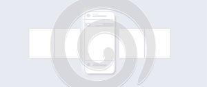 Smartphone mockup on white background neomorphism style. Carousel interface post on social network. Minimal design