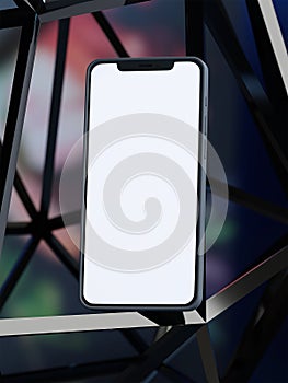 Smartphone mockup on a wire metallic structure