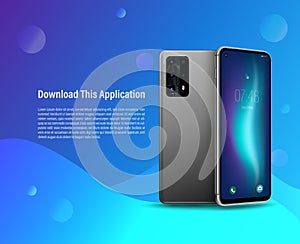 Smartphone mockups front back Template for demo application
