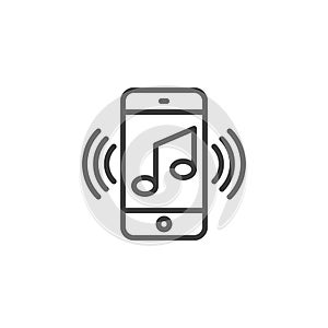 Smartphone with music note line icon