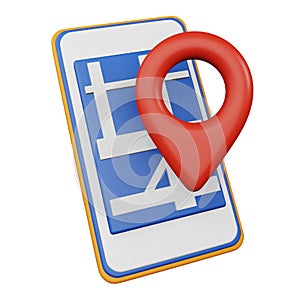 Smartphone navigation 3d rendering isometric icon.