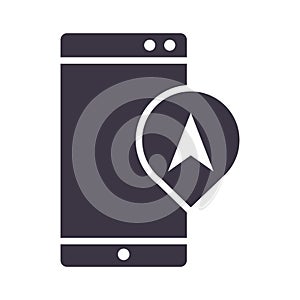 Smartphone navigation destination app device technology silhouette style design icon