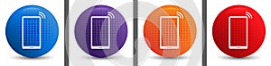 Smartphone network signal icon abstract halftone round button set