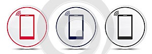 Smartphone network signal icon crystal flat round button set illustration design