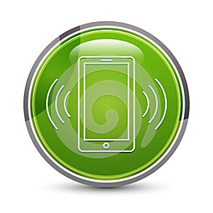 Smartphone network signal icon elegant green round button vector illustration