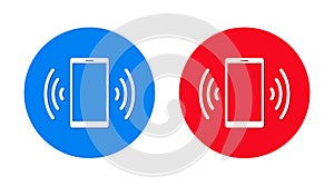 Smartphone network signal icon flat trendy round button set