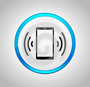 Smartphone network signal icon round blue push button