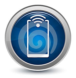 Smartphone network signal icon starburst shiny blue round button illustration design concept