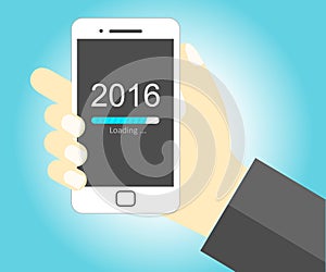 Smartphone with New Year 2016 loading