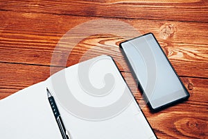 Smartphone and notebook with pen