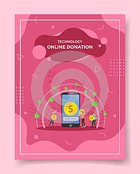 Smartphone online digital donation for template of banners, flyer, books cover, magazine