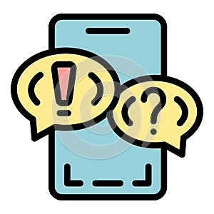 Smartphone online support icon vector flat