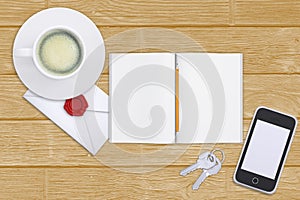 Smartphone with open notebook