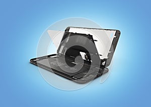Smartphone in the open state Illustration of smartphone components isolated on blue gradient background 3d render