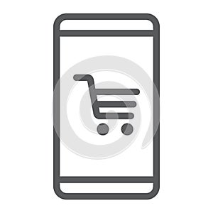 Smartphone with open store application line icon