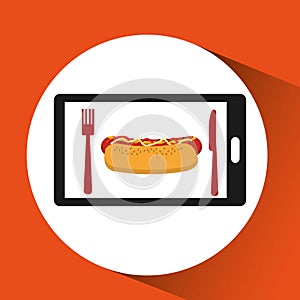 Smartphone order hot dog food online