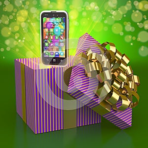 Smartphone out of a gift box