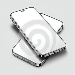 smart phone with blank screen with copy space white background, Smartphone outline Device front view photo