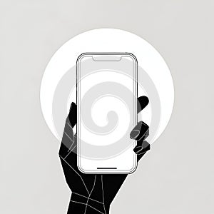 smart phone with blank screen with copy space white background, Smartphone outline Device front view photo