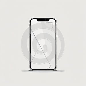 smart phone with blank screen with copy space white background, Smartphone outline Device front view photo