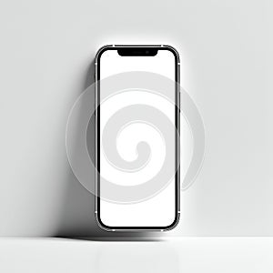 smart phone with blank screen with copy space white background, Smartphone outline Device front view photo