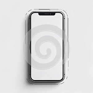 smart phone with blank screen with copy space white background, Smartphone outline Device front view photo