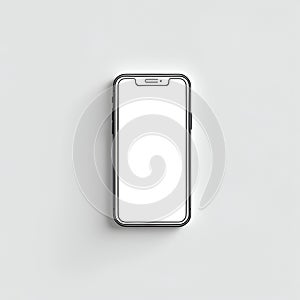 smart phone with blank screen with copy space white background, Smartphone outline Device front view photo