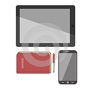 Smartphone, pad and notebook vector icons