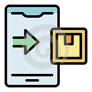 Smartphone parcel tracking icon vector flat