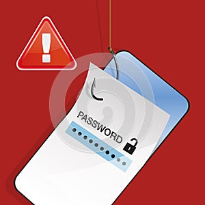 Symbol of hacking a password on a smartphone.