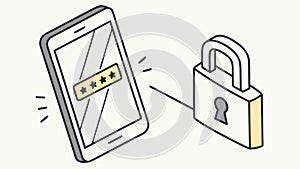 Smartphone Password and Lock for Digital Security, vector design Generative AI