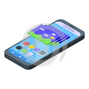 Smartphone photo memory icon isometric vector. Data storage