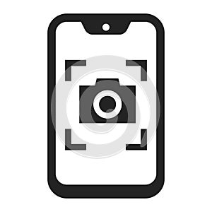 Smartphone photography screen camera application linear monochrome icon vector