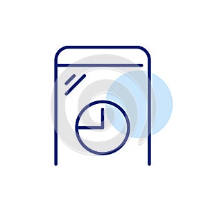 Smartphone with a pie chart on the screen. Visualization of data or statistics on the device. Financial analytics icon