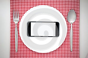 Smartphone on plate