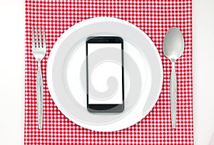 Smartphone on plate