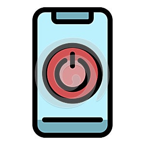 Smartphone and power button icon color outline vector photo