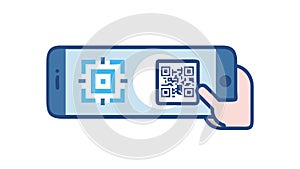 Smartphone QR Code Icon, Mobile Scan Functionality, vector design Generative AI