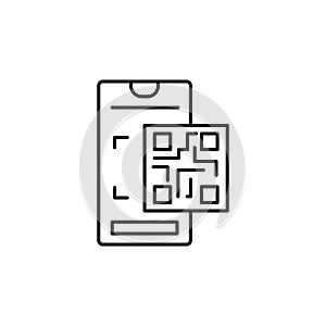 Smartphone Qr code icon. Simple line, outline vector of phone application icons for ui and ux, website or mobile application