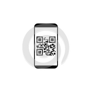 Smartphone, QR code icon. Vector illustration, flat design